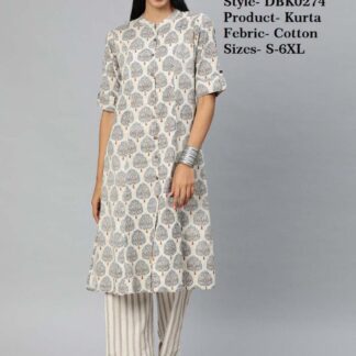 Kurtas khadi cream-green Divena