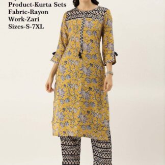 Kurtas cotton grey-yellow Divena