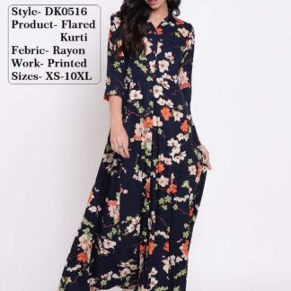 Kurtas Flared Kurti black Divena