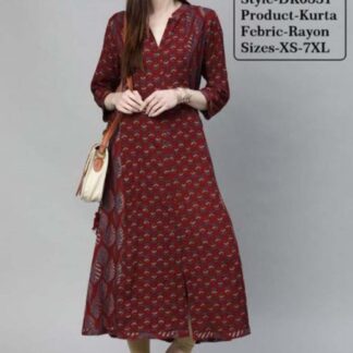 Kurtas rayon maroon Divena