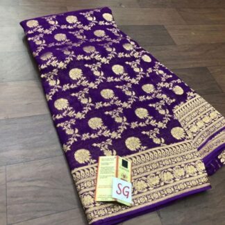 Semi jorjet silk dyeble zari border jangla soft silk banarasi saree