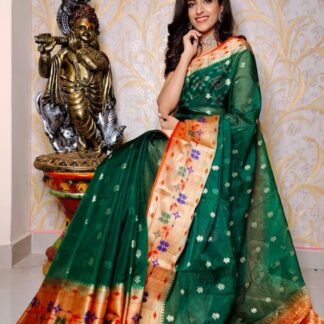 Green Semi kora silk