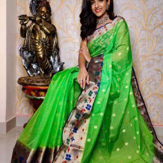 Green Semi kora silk