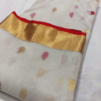 Original Handloom chanderi pure katan organza silk all over Meena Kari Buti jhaar pallu saree with blouse