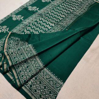Original Handloom chanderi dabu hand block printed cotton silk saree saree with blouse