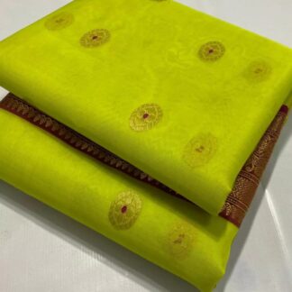 Original Handloom chanderi pure katan organza silk (silk by silk ) all over Meena Kari buti saree with blouse