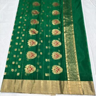 Original chanderi Handloom pure katan organza silk Meena buti saree with blouse.