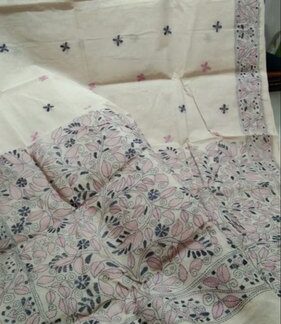 Sanghamitra Sarees Formal Wear Cotton kantha stitched saree, Without Blouse Piece, 5.5 m