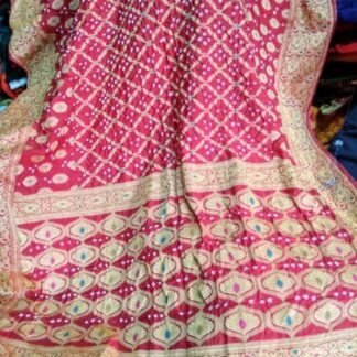 Party Wear Pink Duppian silk Bandhani saree