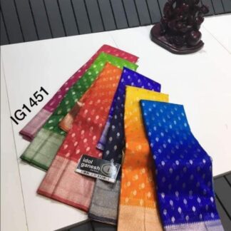 Semi kora silk dyeable silver zari border buti soft silk Banaras saree