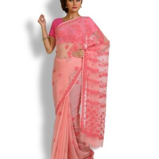 Kasturi-B Peach Georgette Saree with Chikankari (Product No. 309 )